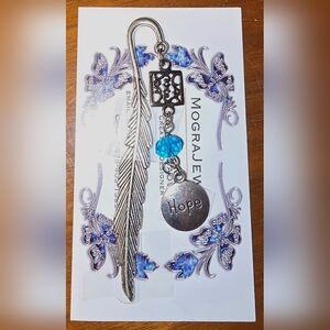 Silver Plated "Hope" Feather Bookmark